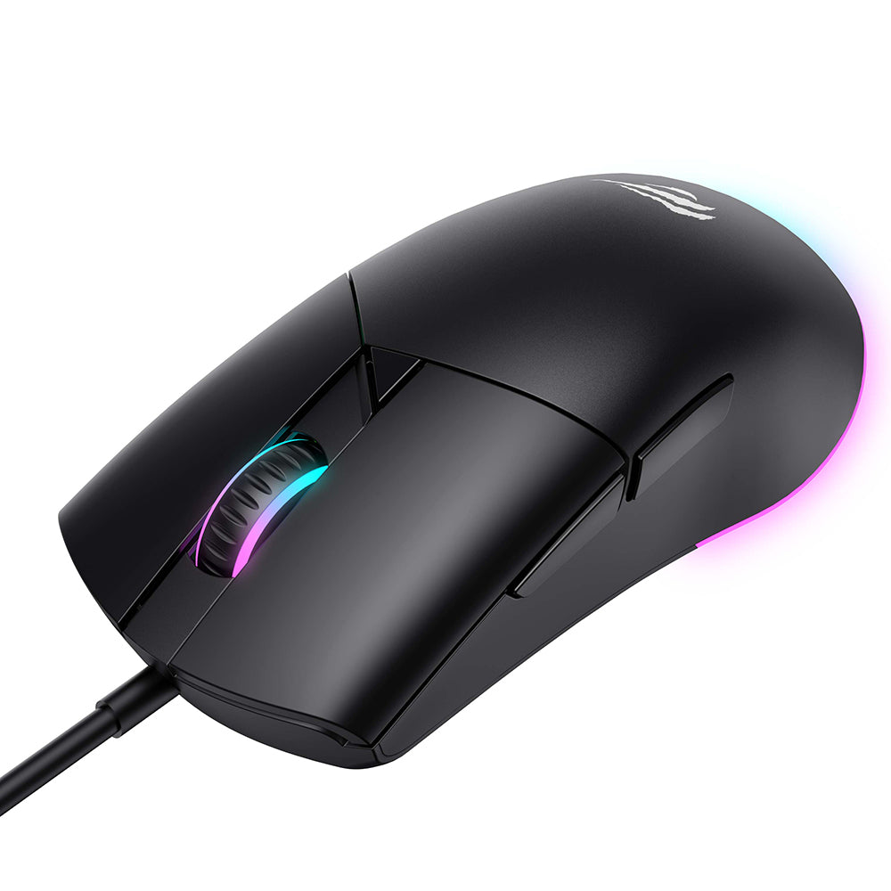 Гейминг мишка с кабел USB HAVIT MS1038, RGB, 1200DPI - 7200DPI, 1.6m, Черен