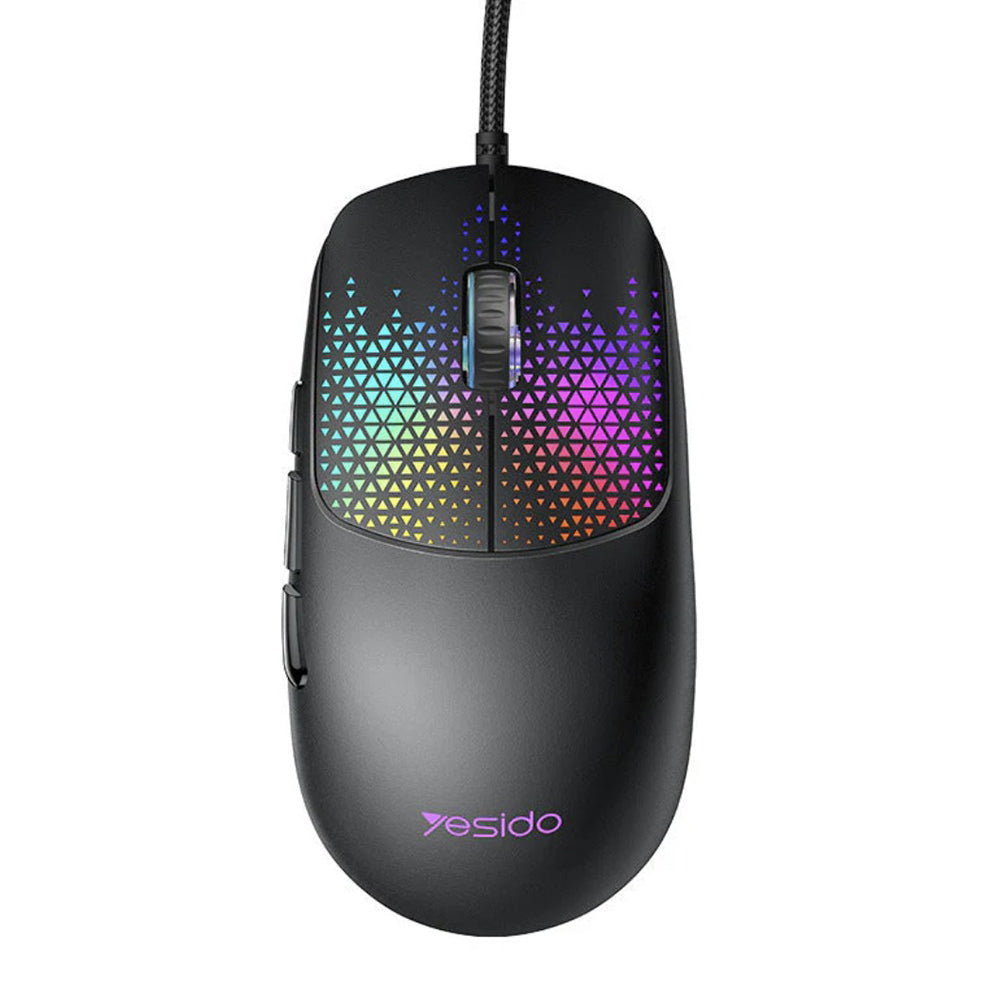 Геймърска мишка с кабел USB Yesido KB32, RGB, 7200DPI, Черна