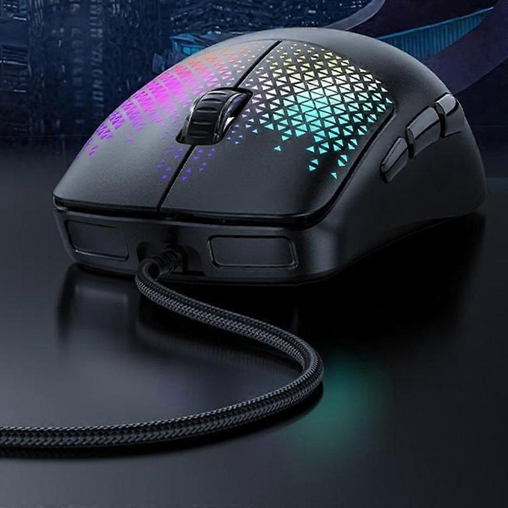 Геймърска мишка с кабел USB Yesido KB32, RGB, 7200DPI, Черна