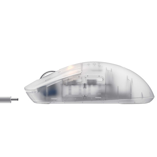 Безжична геймърска мишка HAVIT MS970WB Pro, 800DPI - 12000DPI, BT / Wi-Fi / С кабел, Прозрачно бяла