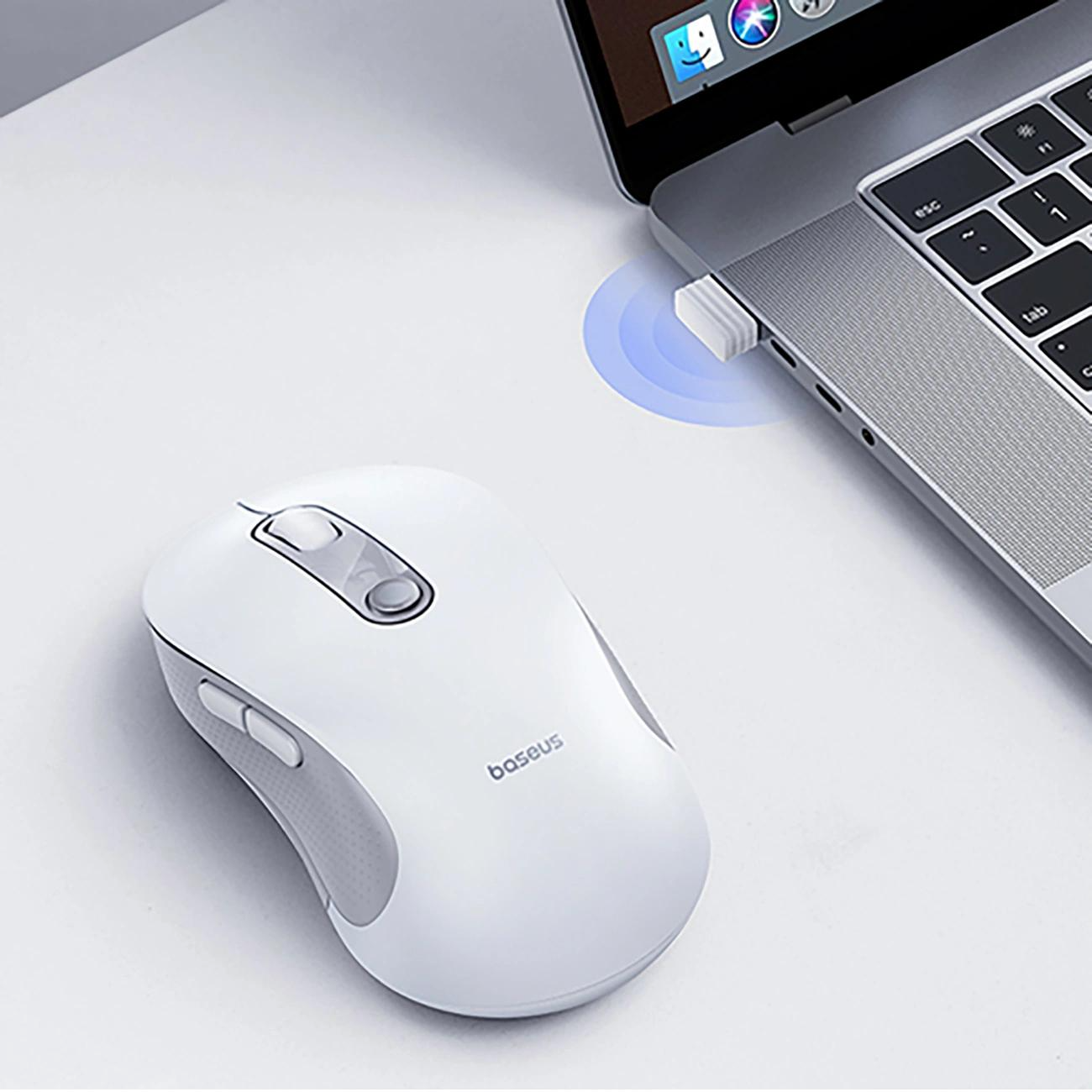 Безжична мишка Baseus F02, 1600DPI, Wi-Fi, бяла B0203302
