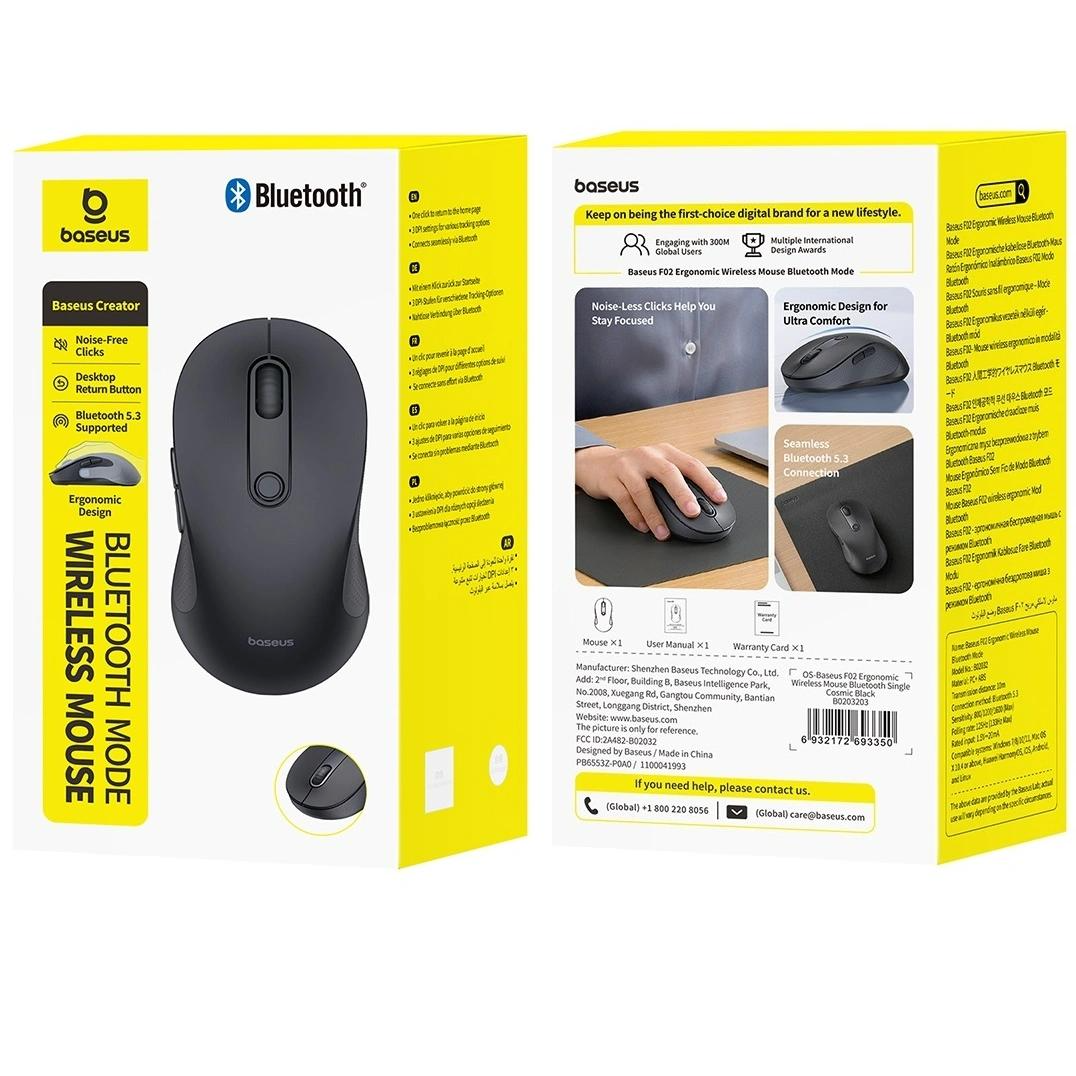 Безжична мишка Baseus F02, 1600DPI, BT, Черен B0203203