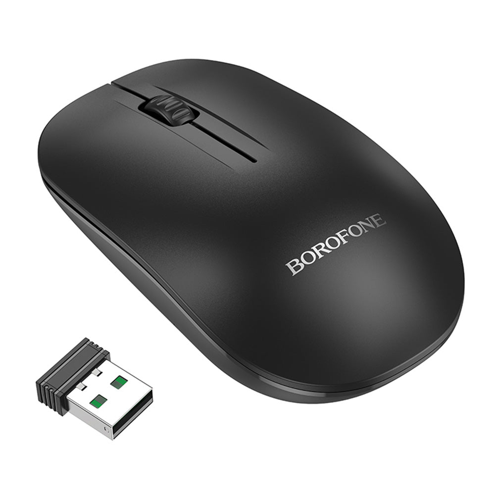 Безжична мишка Borofone BG14 Planet, 1000DPI, BT / Wi-Fi, Черна