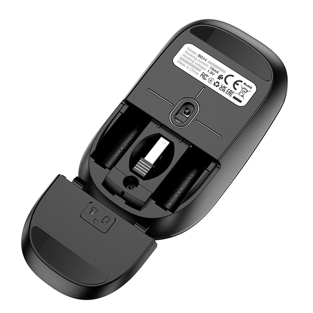 Безжична мишка Borofone BG14 Planet, 1000DPI, BT / Wi-Fi, Черна