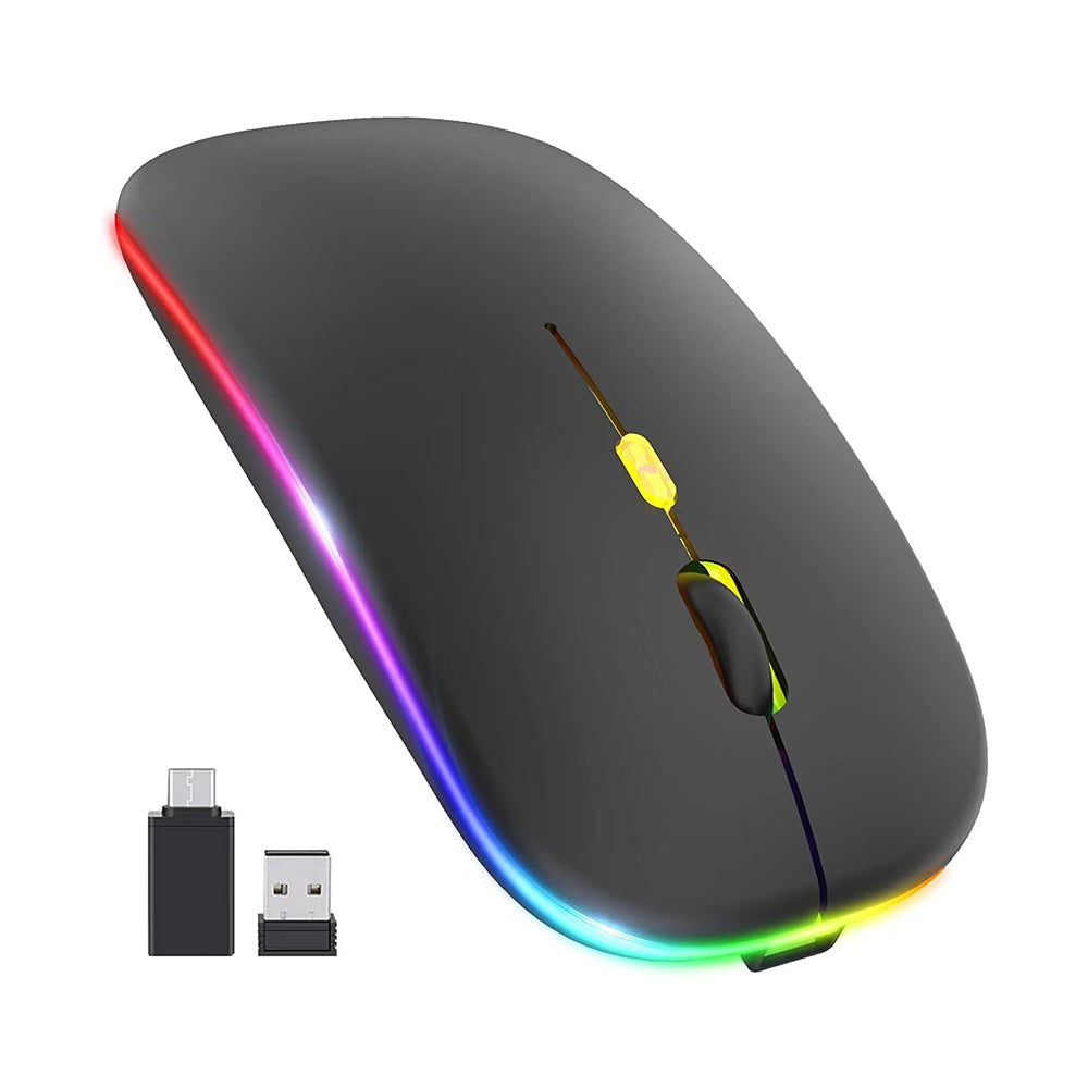 Techsuit M1 Wireless Mouse, RGB, 1600DPI, BT / Wi-Fi, Black