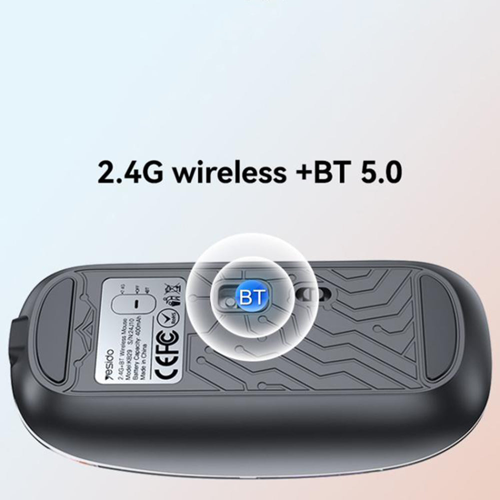 Безжична мишка Yesido KB29, 800DPI - 1600DPI, BT / Wi-Fi, Бяла