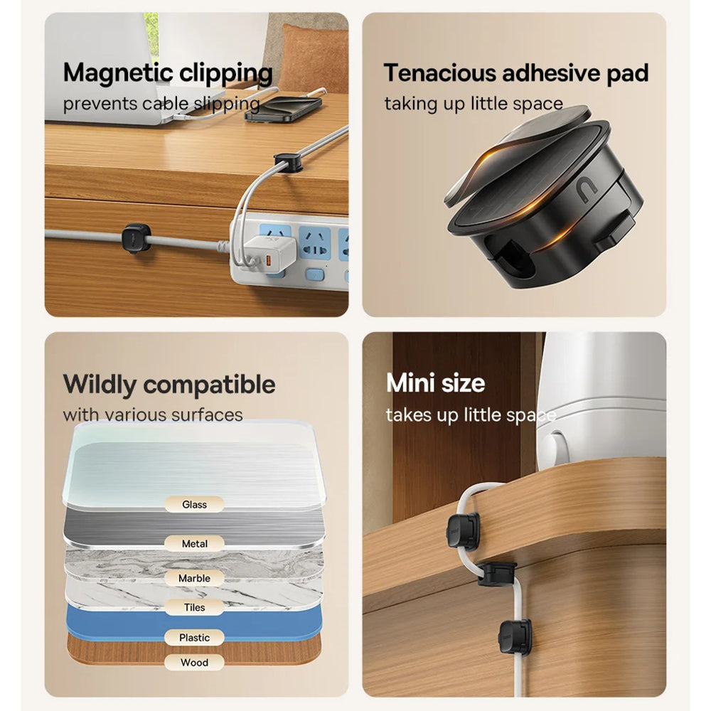 Baseus Lite Magnetic Cable Organizer, Set of 3 Pieces, Black B01331106111-00