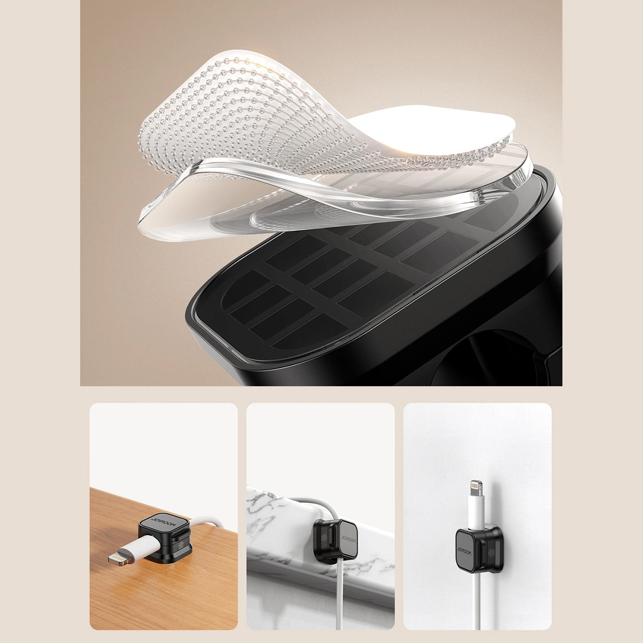 Органайзер за кабели Joyroom JR-ZS368, Комплект 3 броя, Черен