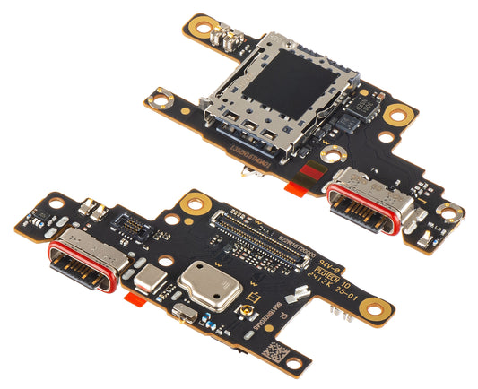 Платка с конектор за зареждане - Микрофон - Модул четец на SIM Xiaomi Poco F6, Service Pack 5600010N16T00