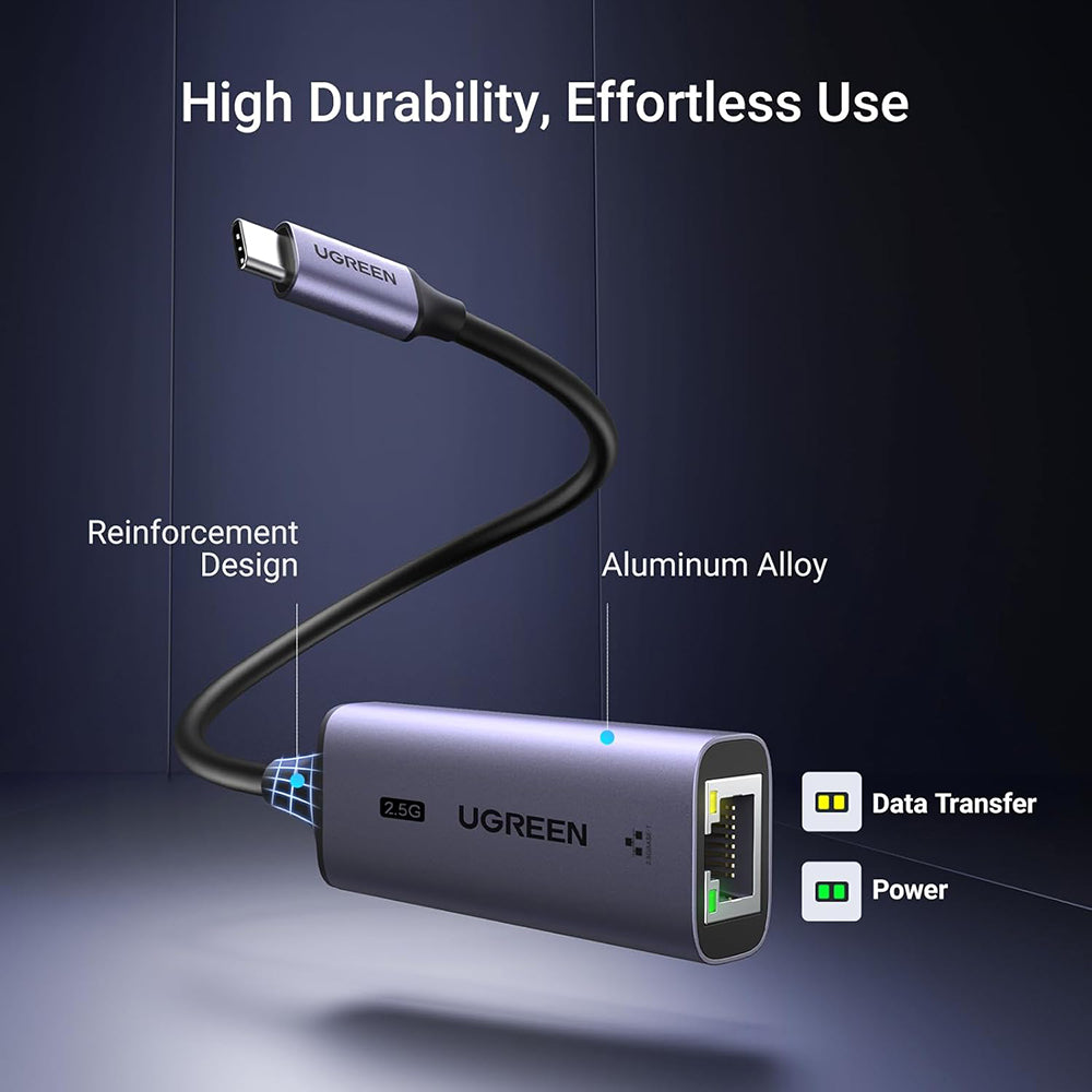 Мрежова карта UGREEN CM648 (25052), RJ45, USB-C, Сивa