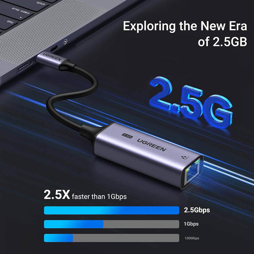 Мрежова карта UGREEN CM648 (25052), RJ45, USB-C, Сивa
