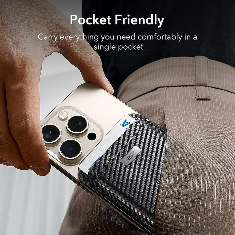 Портфейл Magsafe, ESR, Classic Geo Carbon, Черен