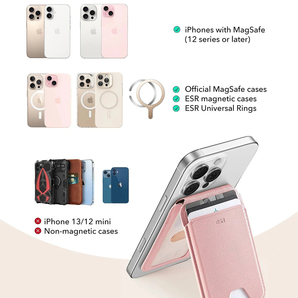 Портфейл MagSafe, ESR, Стойка, Розов