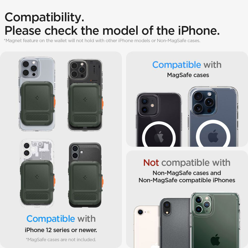 Портфейл Magsafe, Spigen, Lock Fit, Зелен