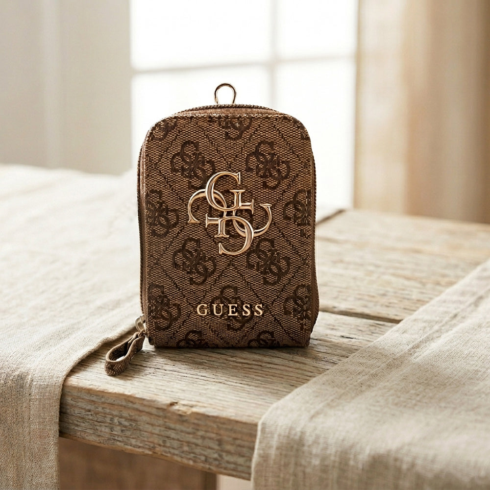 Портфейл и Връзка за Телефон Guess 4G Metal Logo, Кафяв