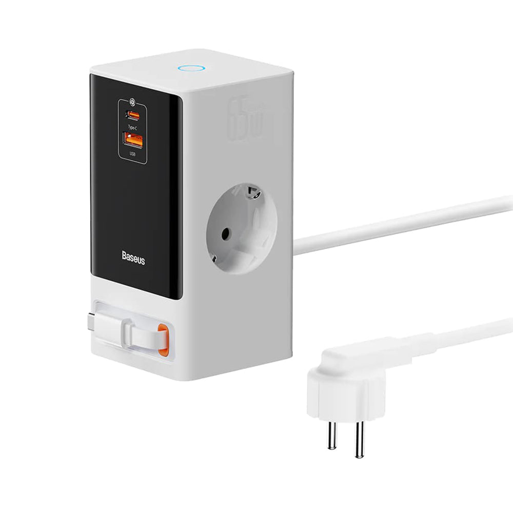 Удължител Baseus PowerCombo, 1 x Schuko, Бял PSLR000602