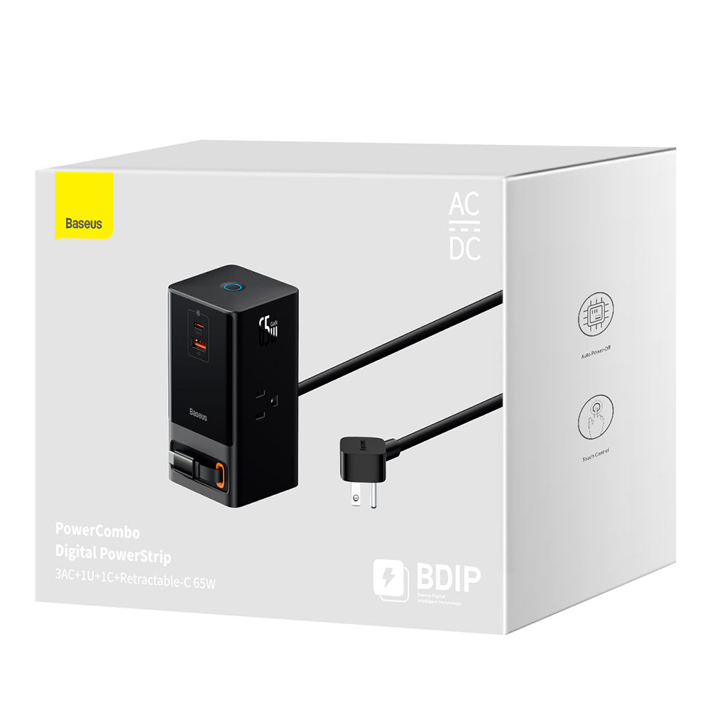 Удължител Baseus PowerCombo US, 3 x Контакти, Черен PSLR000101