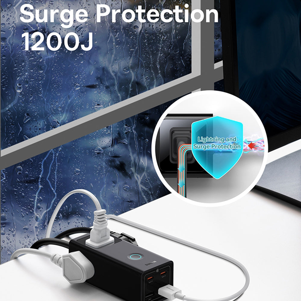 Удължител Baseus PowerCombo US, 3 x Контакт, Черен PSLA020101
