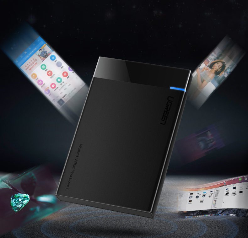 Rack UGREEN US221 за HDD / SSD SATA 2.5inch, USB 3.2, Черен