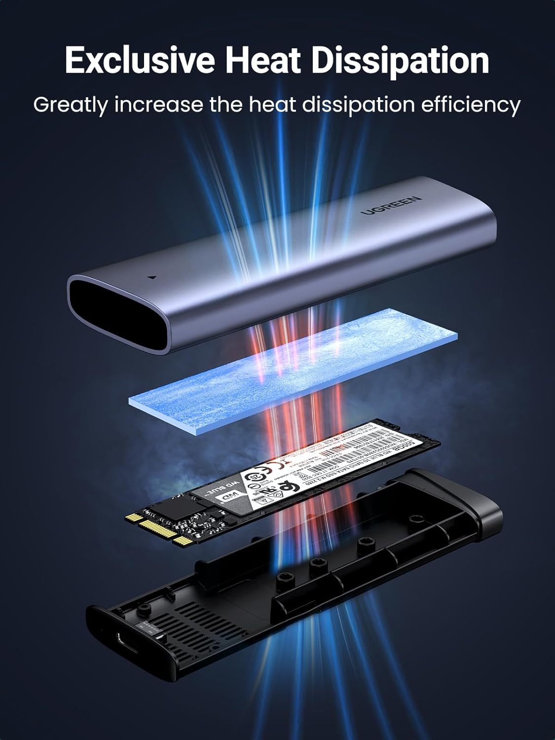 Стойка UGREEN CM767 за SSD M.2 NVMe, Сива