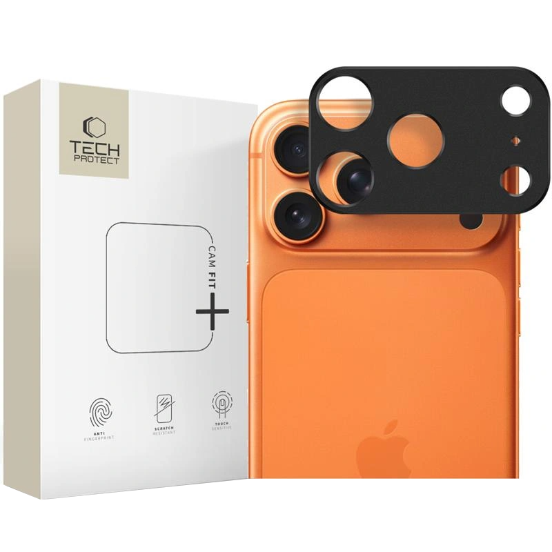 Рамка за защита на задната камера Tech-Protect Camalloy Fit+ за Apple iPhone 17 Pro Max, Алуминий, Черна