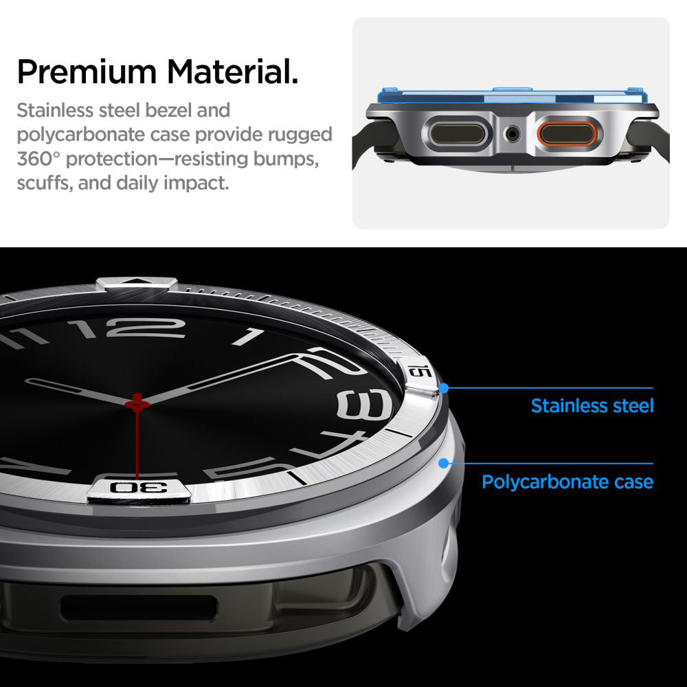 Рамка за защита Spigen Tune Pro Pilot за Samsung Galaxy Watch8 44mm, Сребриста