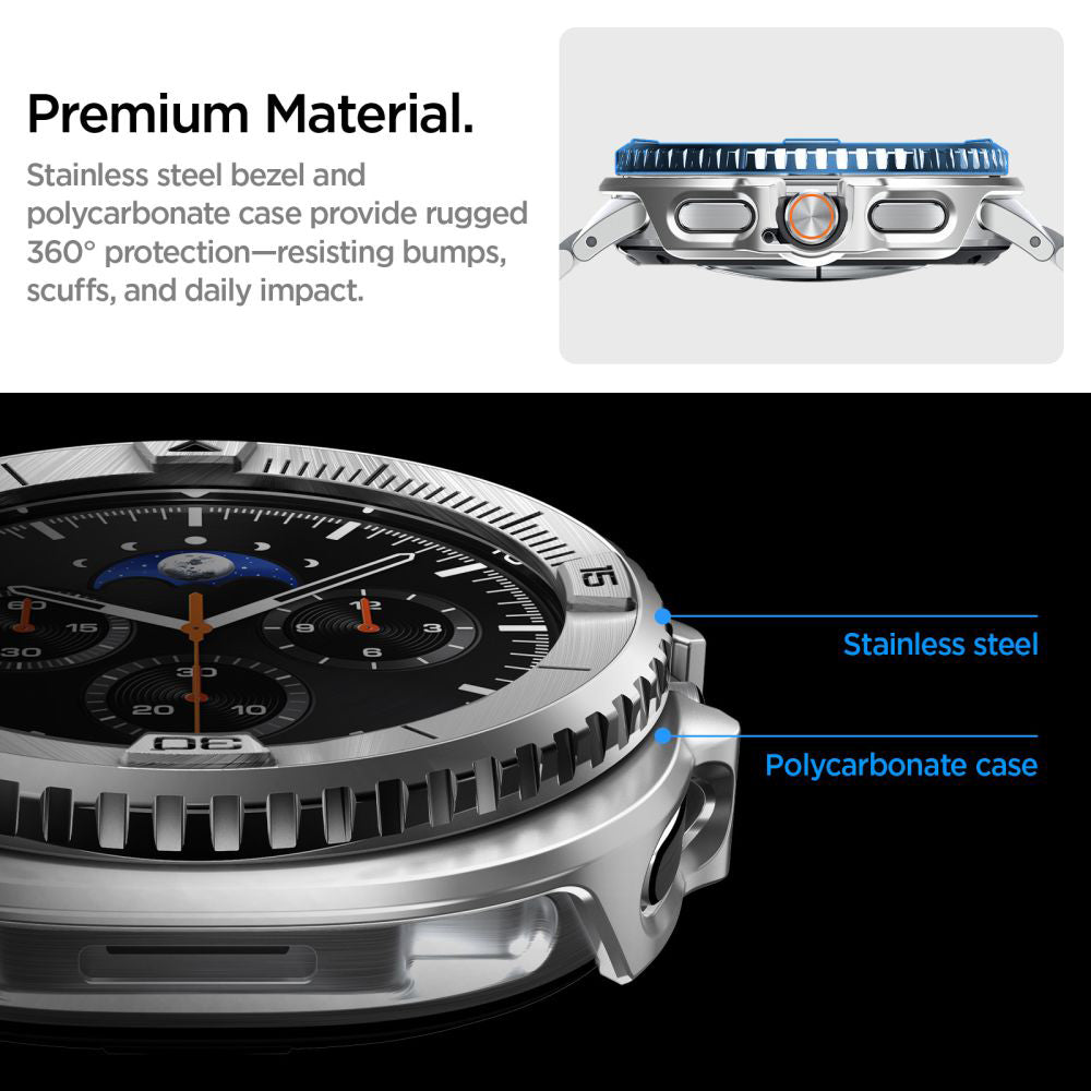 Рамка за защита Spigen Tune Pro Pilot за Samsung Galaxy Watch8 Classic, Сребриста ACS10017