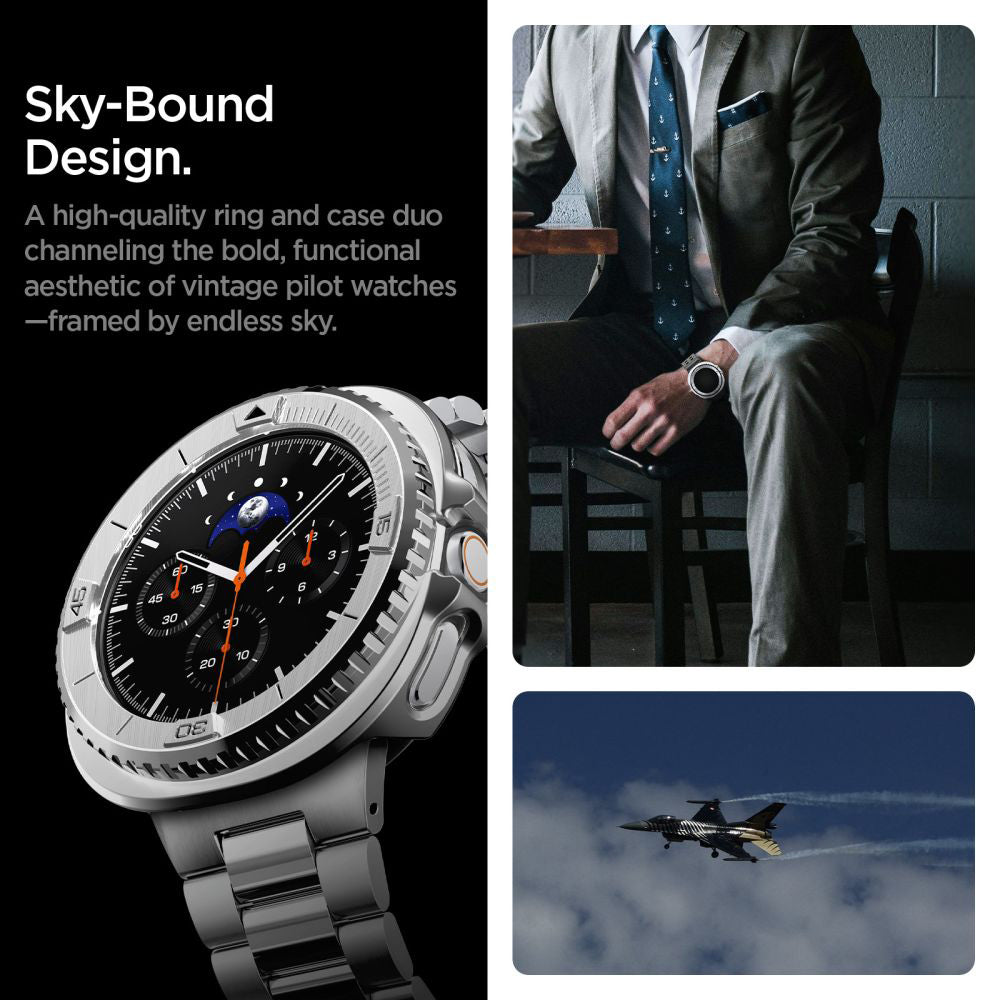 Рамка за защита Spigen Tune Pro Pilot за Samsung Galaxy Watch8 Classic, Сребриста ACS10017