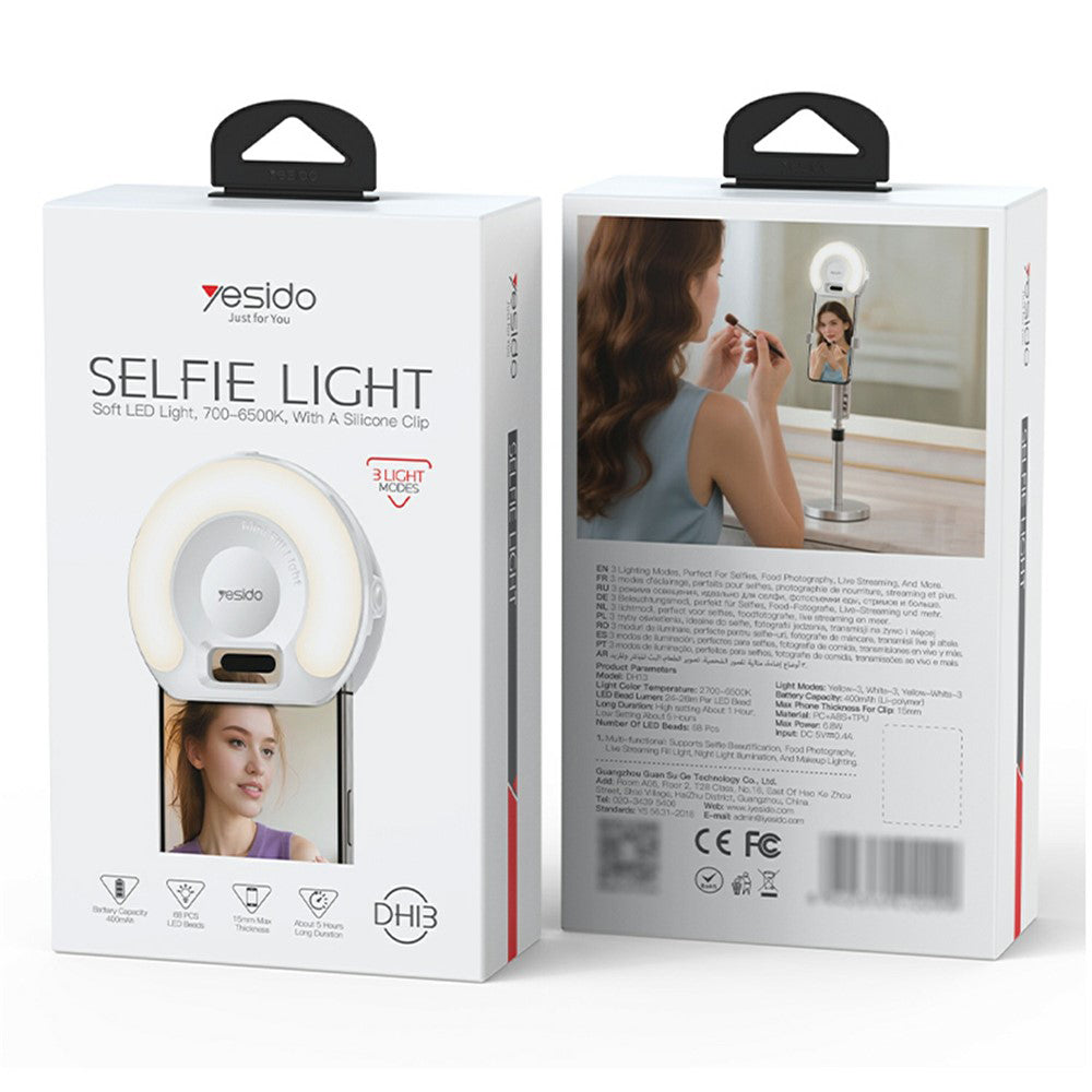 Selfie Light Yesido DH13, Универсален, Бял