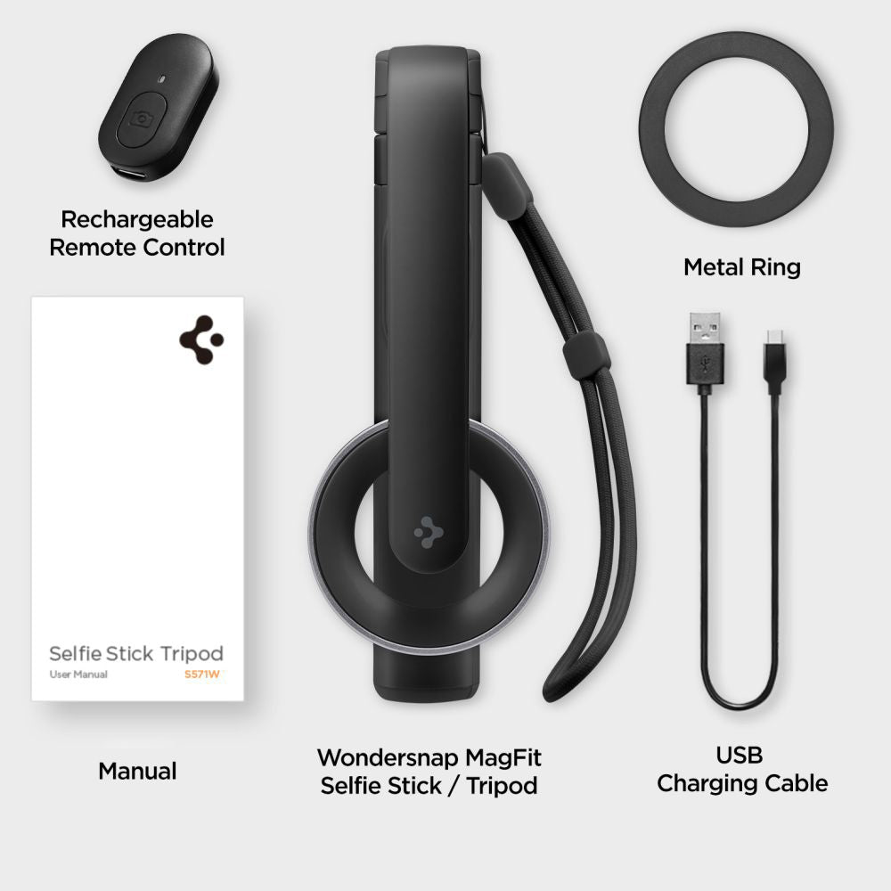 Selfie Stick Bluetooth Spigen S571W, Универсален, Черен