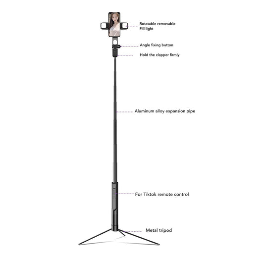 Selfie Stick Bluetooth Techsuit K30S, Универсален, Черен