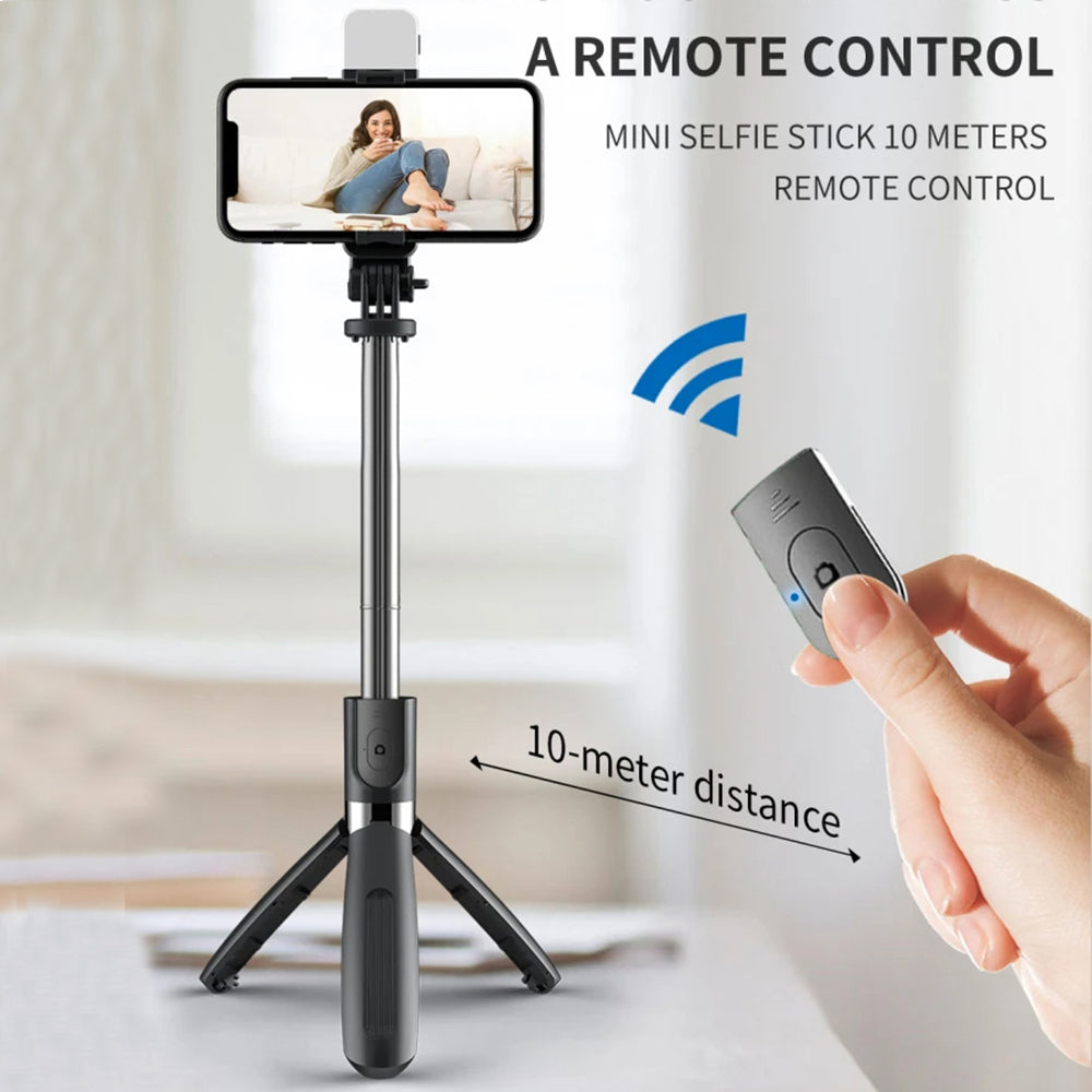 Селфи стик Bluetooth Techsuit L02s, Универсален, Черен