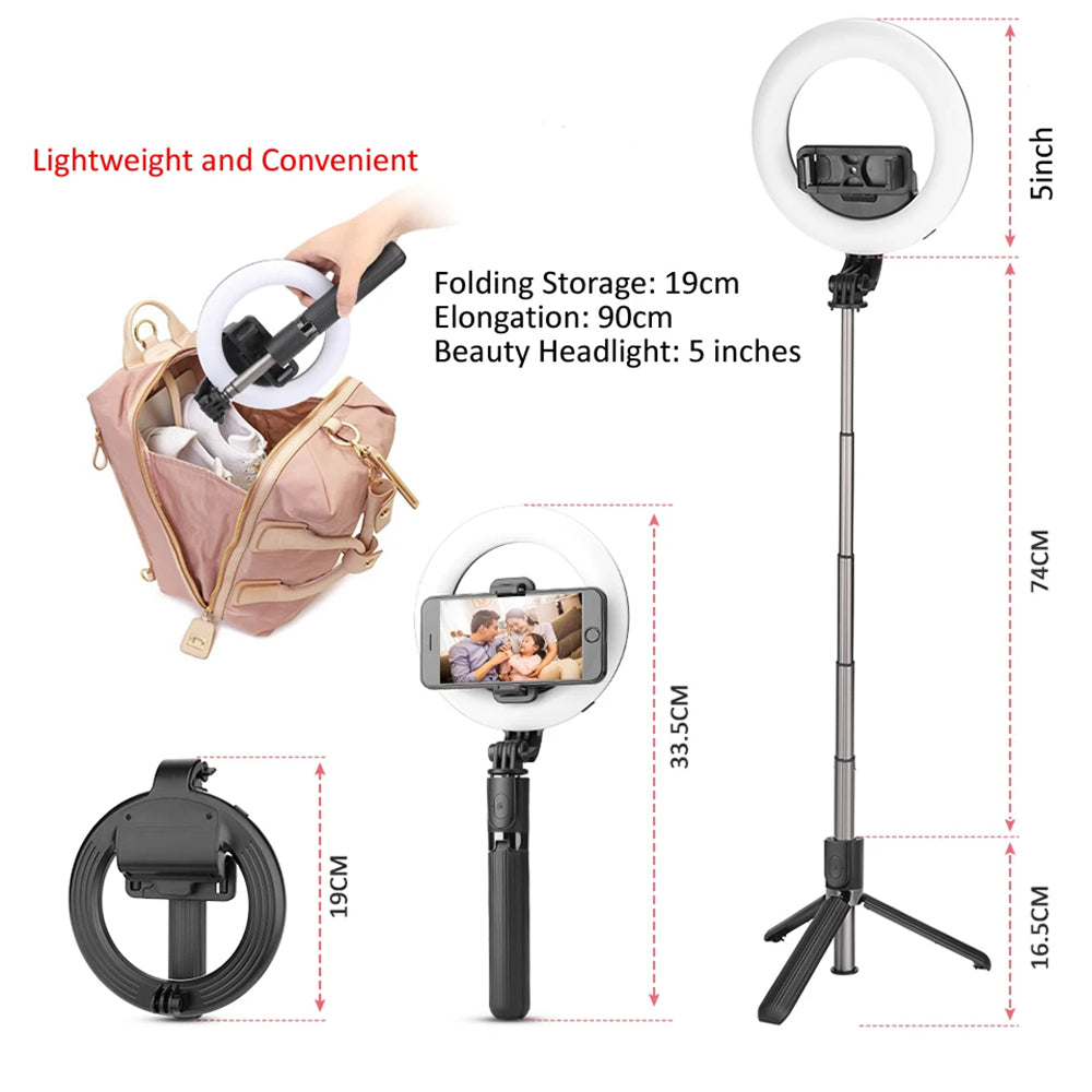 Селфи стик Bluetooth Techsuit L07, Универсален, Черен