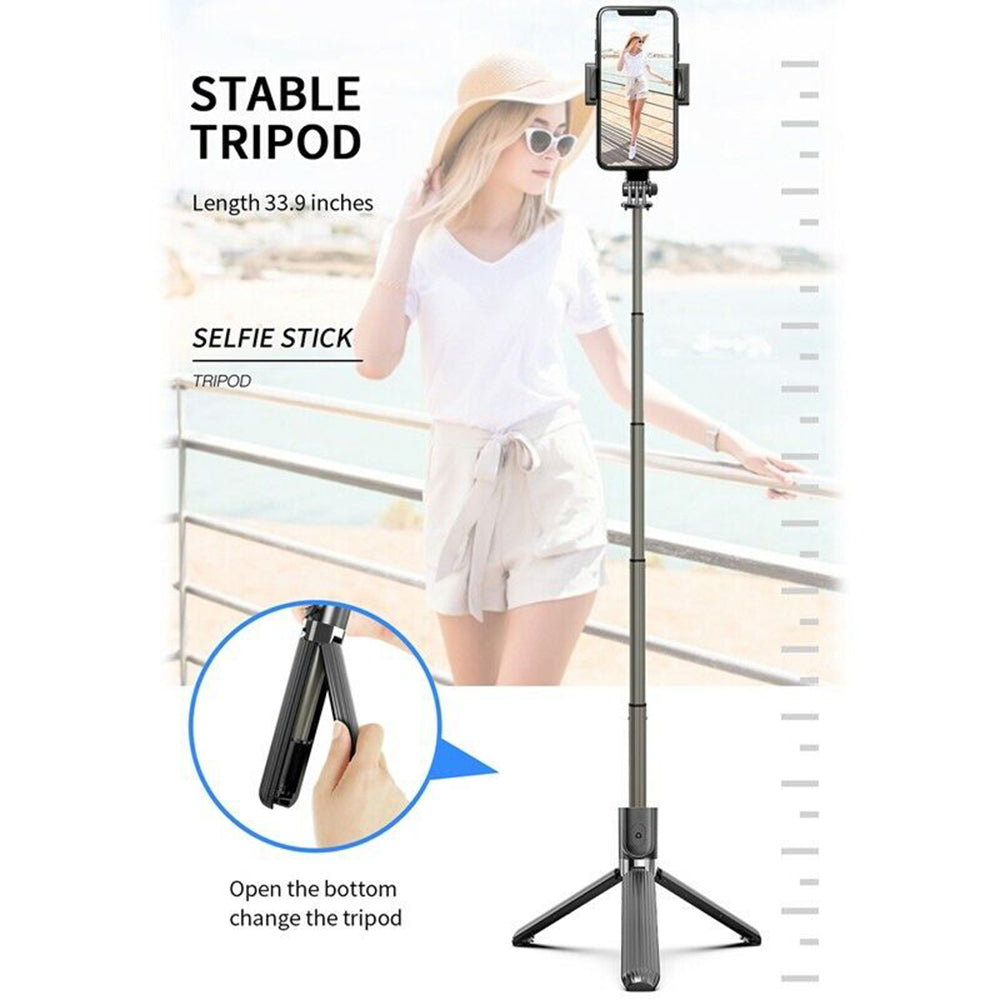 Selfie Stick Bluetooth Techsuit L08, Универсален, Черен