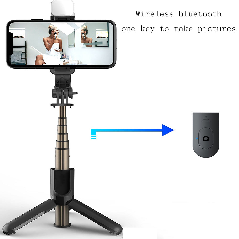 Селфи стик Bluetooth Techsuit L11s, Универсален, Черен