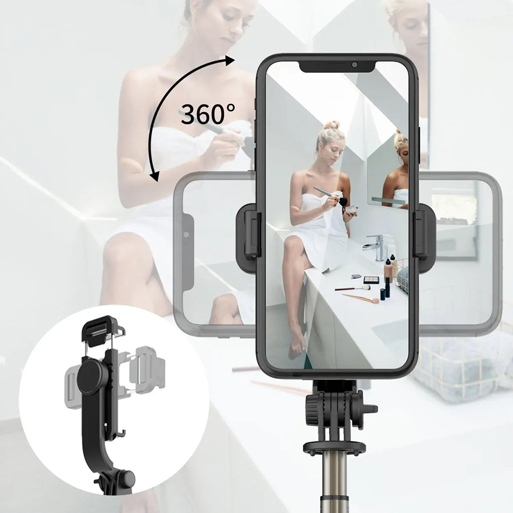 Selfie Stick Bluetooth Techsuit Q03, Универсален, Черен