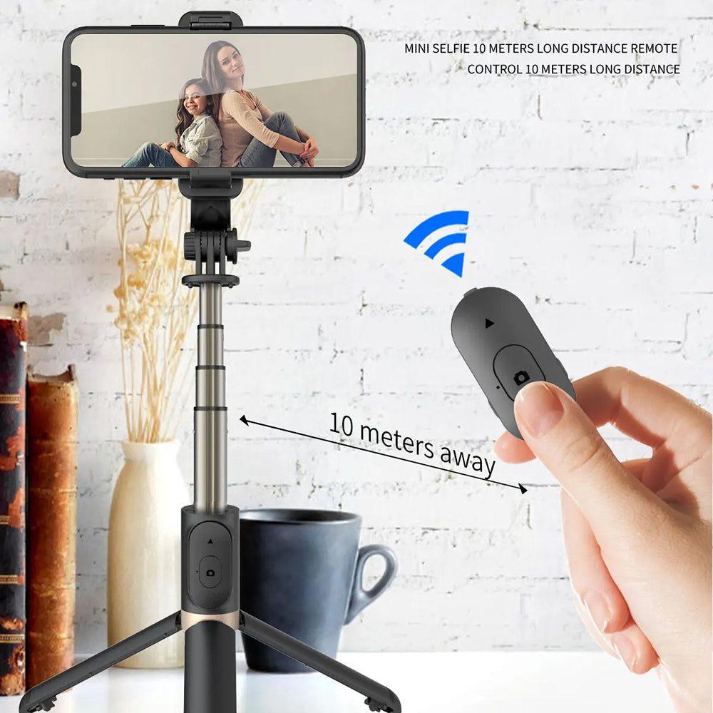 Selfie Stick Bluetooth Techsuit Q03, Универсален, Черен