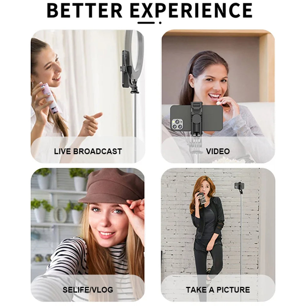 Selfie Stick Bluetooth Techsuit Q05, Универсален, Черен