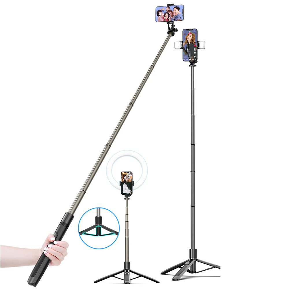 Selfie Stick Bluetooth Techsuit Q06, Универсален, Черен
