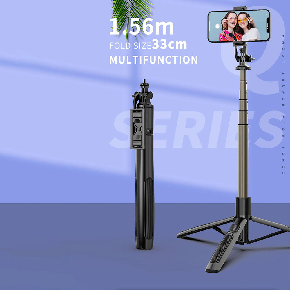 Selfie Stick Bluetooth Techsuit Q06, Универсален, Черен