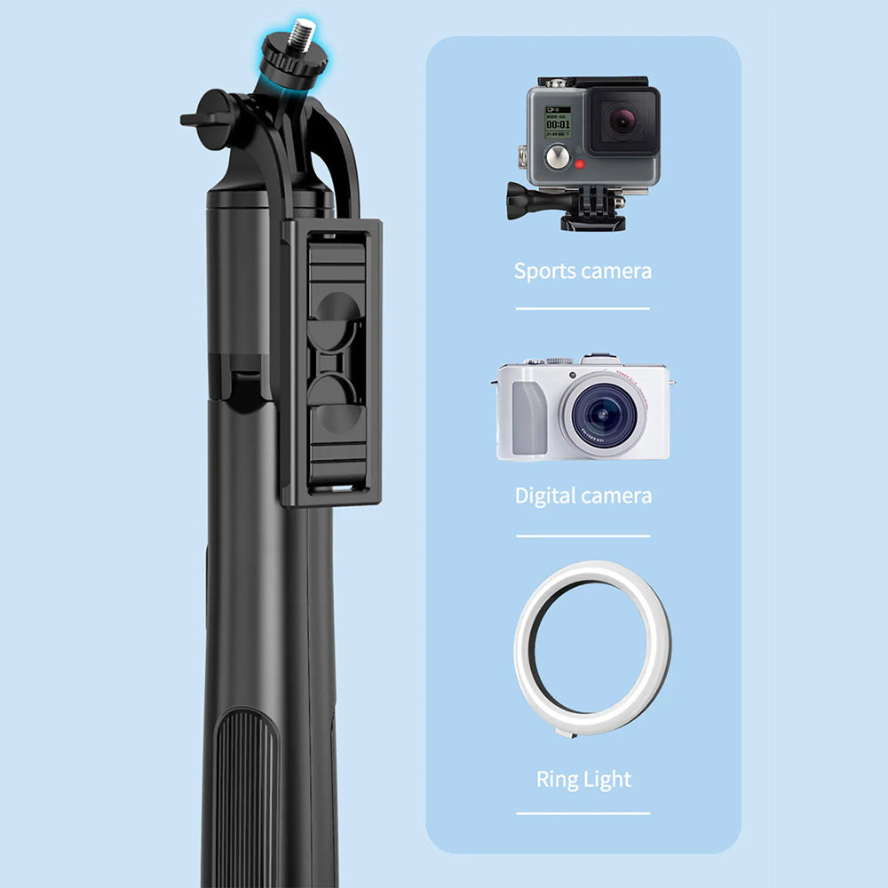 Selfie Stick Bluetooth Techsuit Q06, Универсален, Черен