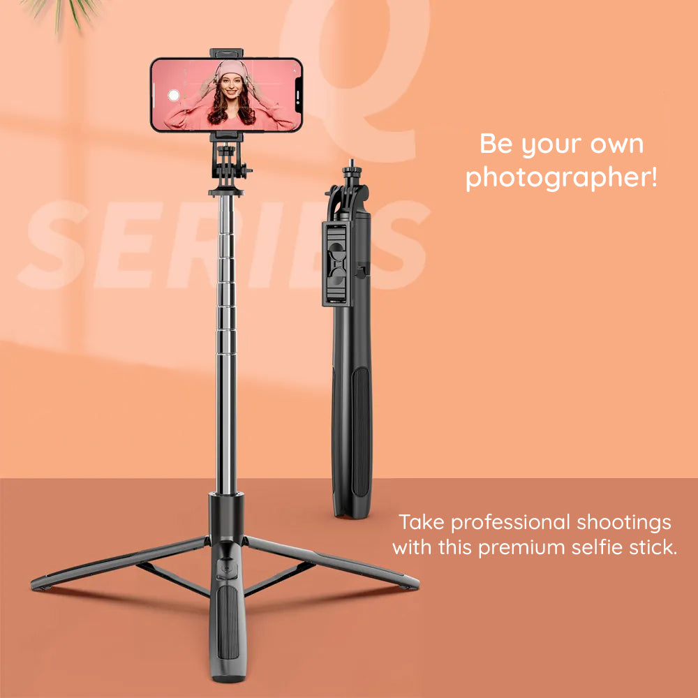 Selfie Stick Bluetooth Techsuit Q06, Универсален, Черен