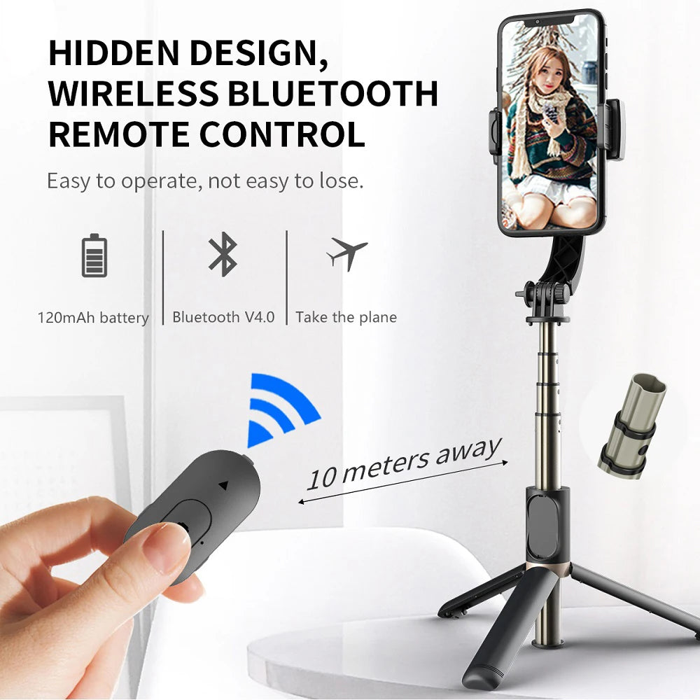 Selfie Stick Bluetooth Techsuit Q08, Универсален, Черен