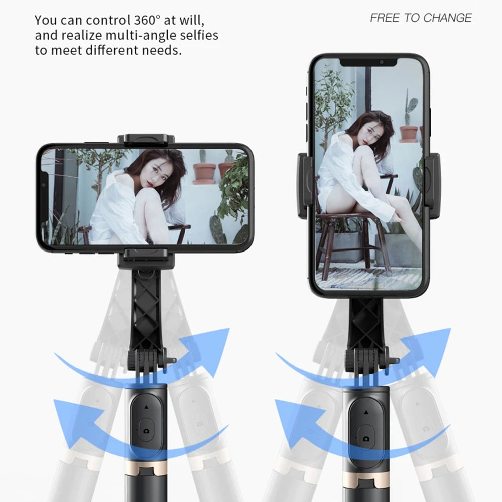 Selfie Stick Bluetooth Techsuit Q08, Универсален, Черен