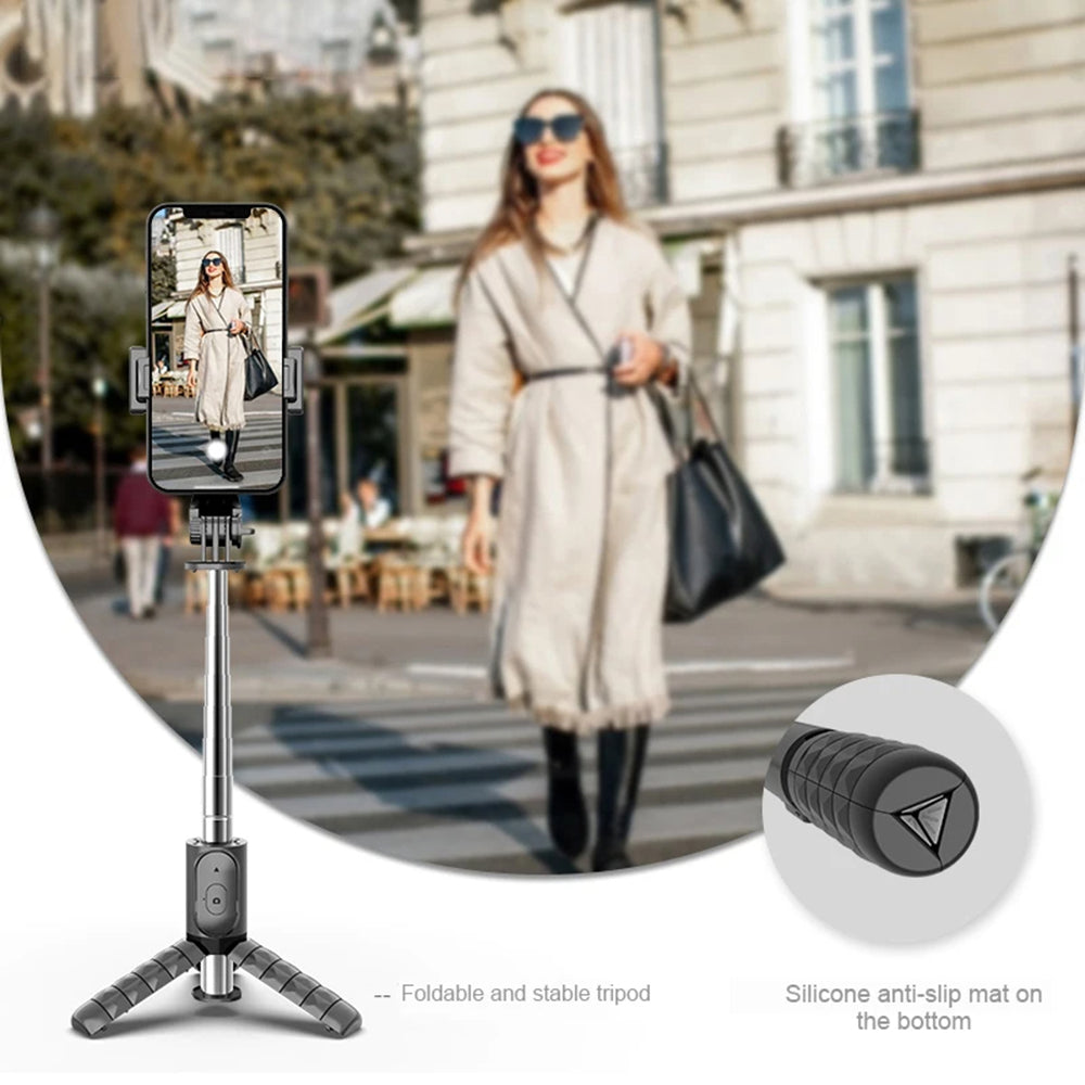 Selfie Stick Bluetooth Techsuit Q11s, Универсален, Черен