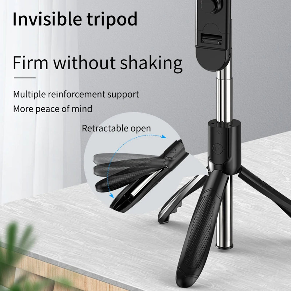 Selfie Stick Bluetooth Techsuit S01-S, Универсален, Черен