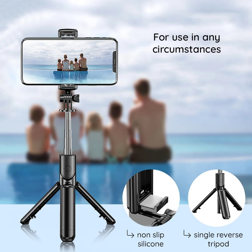 Selfie Stick Bluetooth Techsuit S03, Универсален, Черен