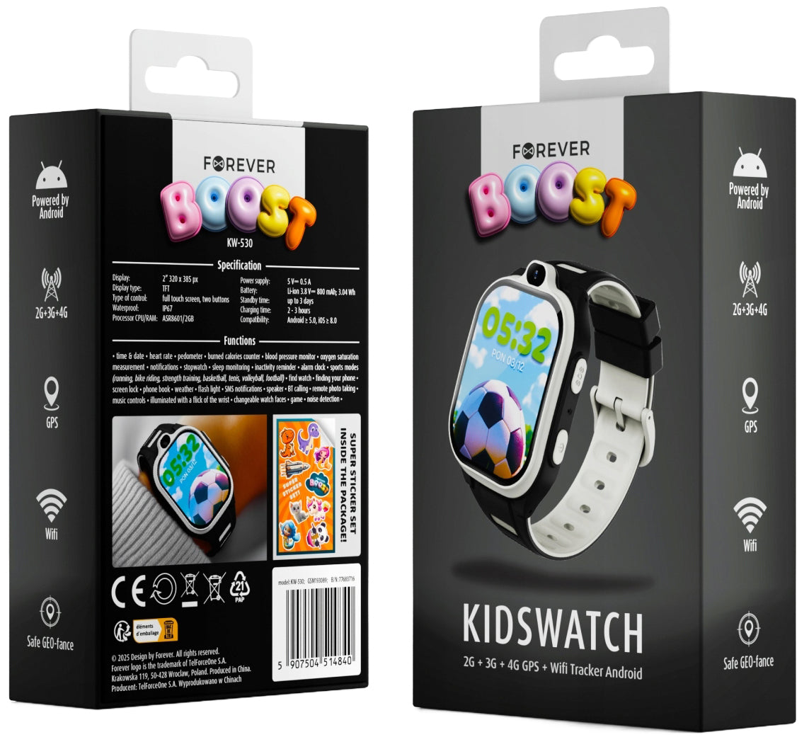 Смартчасовник Forever Kids Boost KW-530 Call, Черен