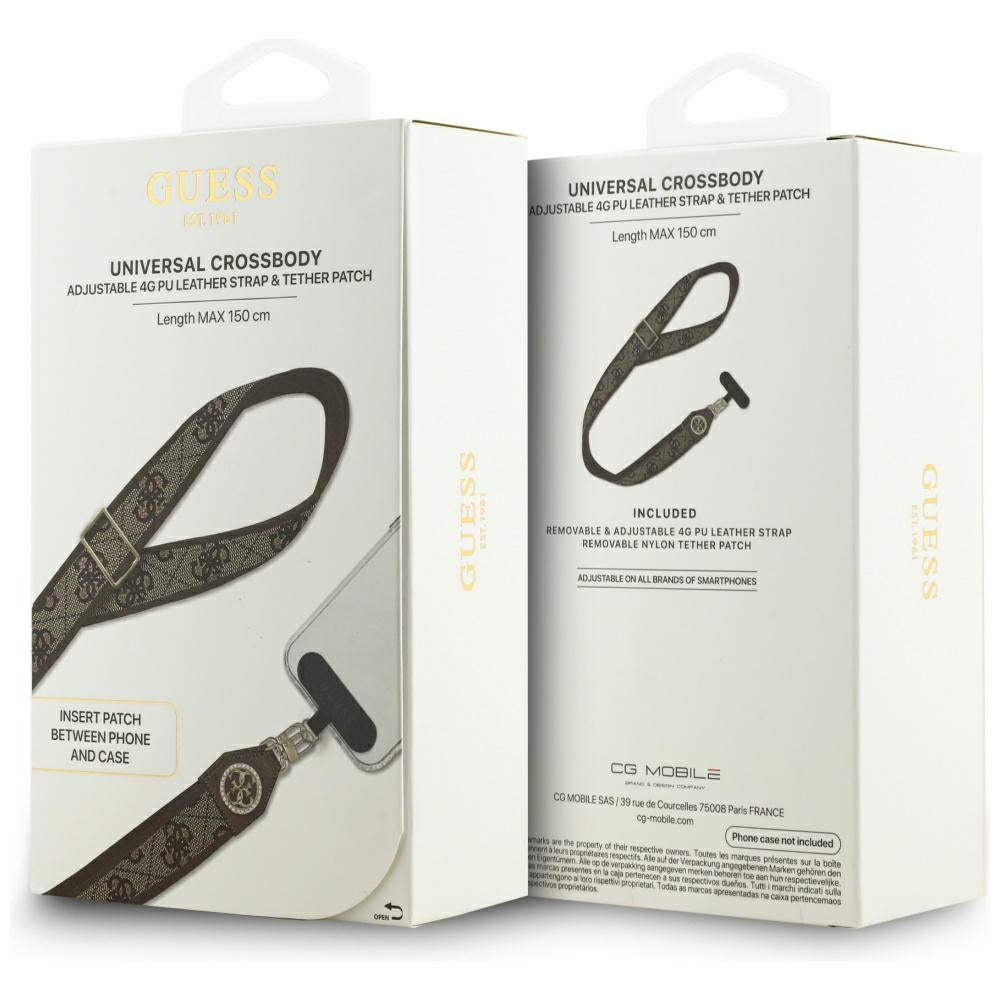 Връзка за телефон Guess 4G Strass Metal Logo, Кафяв