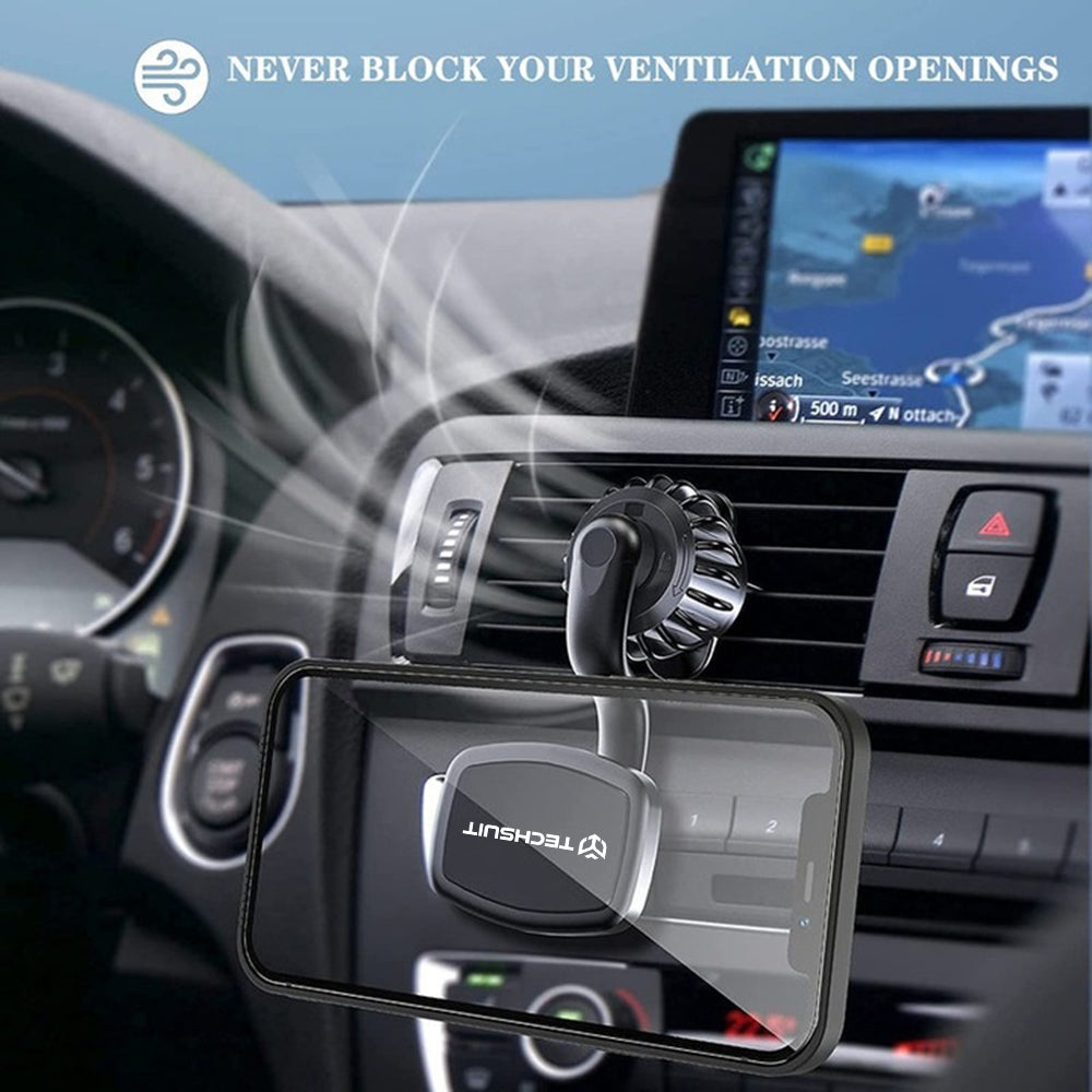 Магнитна стойка за кола Techsuit S3, Универсална, Черна